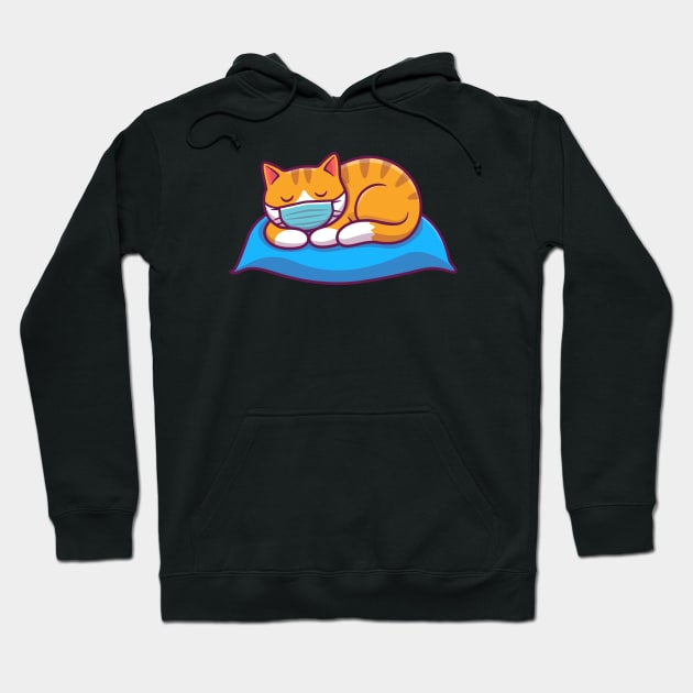 Cute cat sleeping with mask on cartoon Hoodie by Catalyst Labs